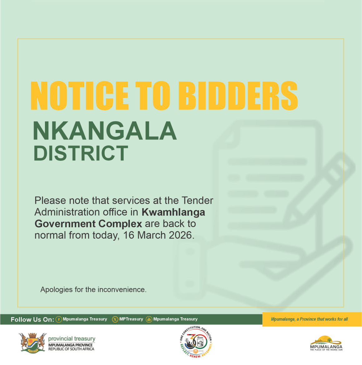 Disruption of services at KwaMhlanga Offices